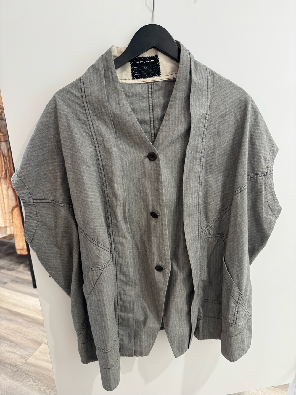 Gary Graham Gray Oversized Button-Front vest